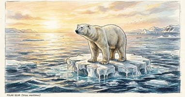 Polar bear on melting Arctic ice floe, symbolising species affected by climate change