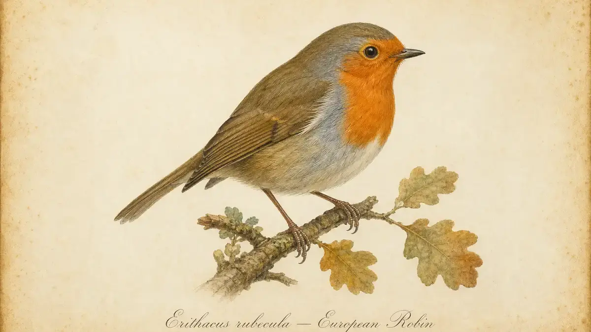 Watercolour rendering of a Victorian-era natural history plate showing a hand-coloured bird study with calligraphic species label — representing the kind of public domain illustration freely available via the Biodiversity Heritage Library Flickr archive.