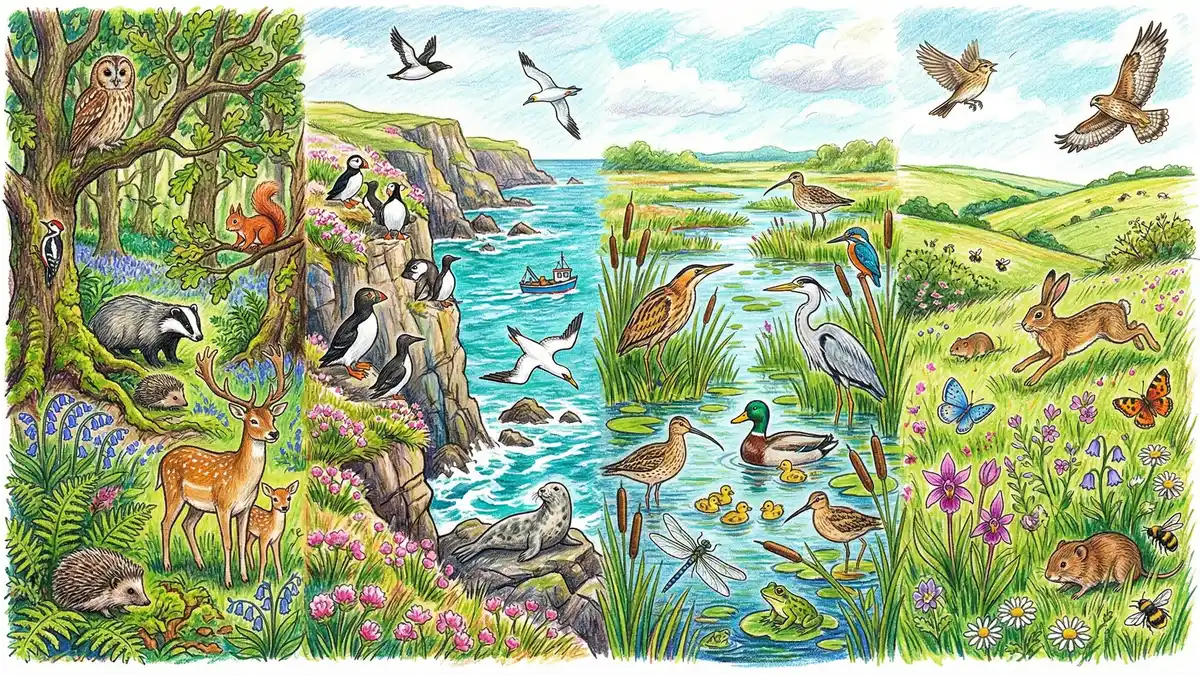 Fragmented forest landscape with isolated patches separated by agricultural fields, demonstrating habitat fragmentation