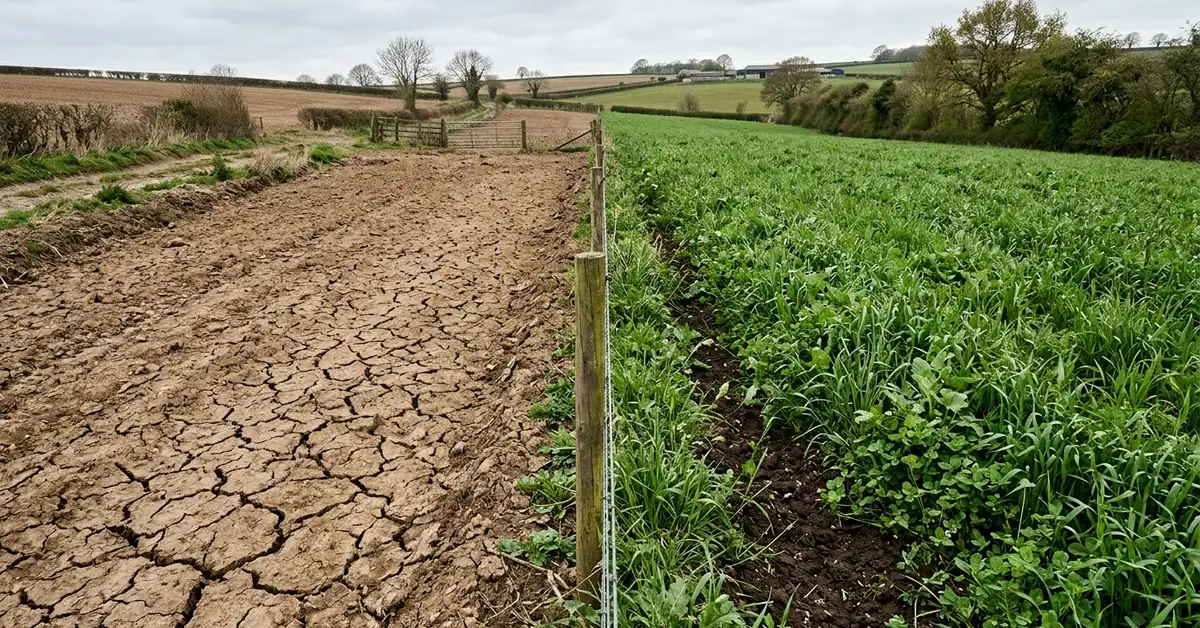 Degraded soil profile showing erosion and organic matter loss